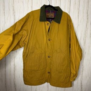 Men's Vintage Mustard with Green Corduroy Barn Jacket Large